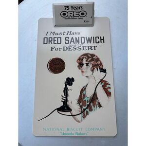 Vintage‎ 1986 Oreo 75th Anniversary Metal Clipboard Nabisco Uneeda Bakers Retro